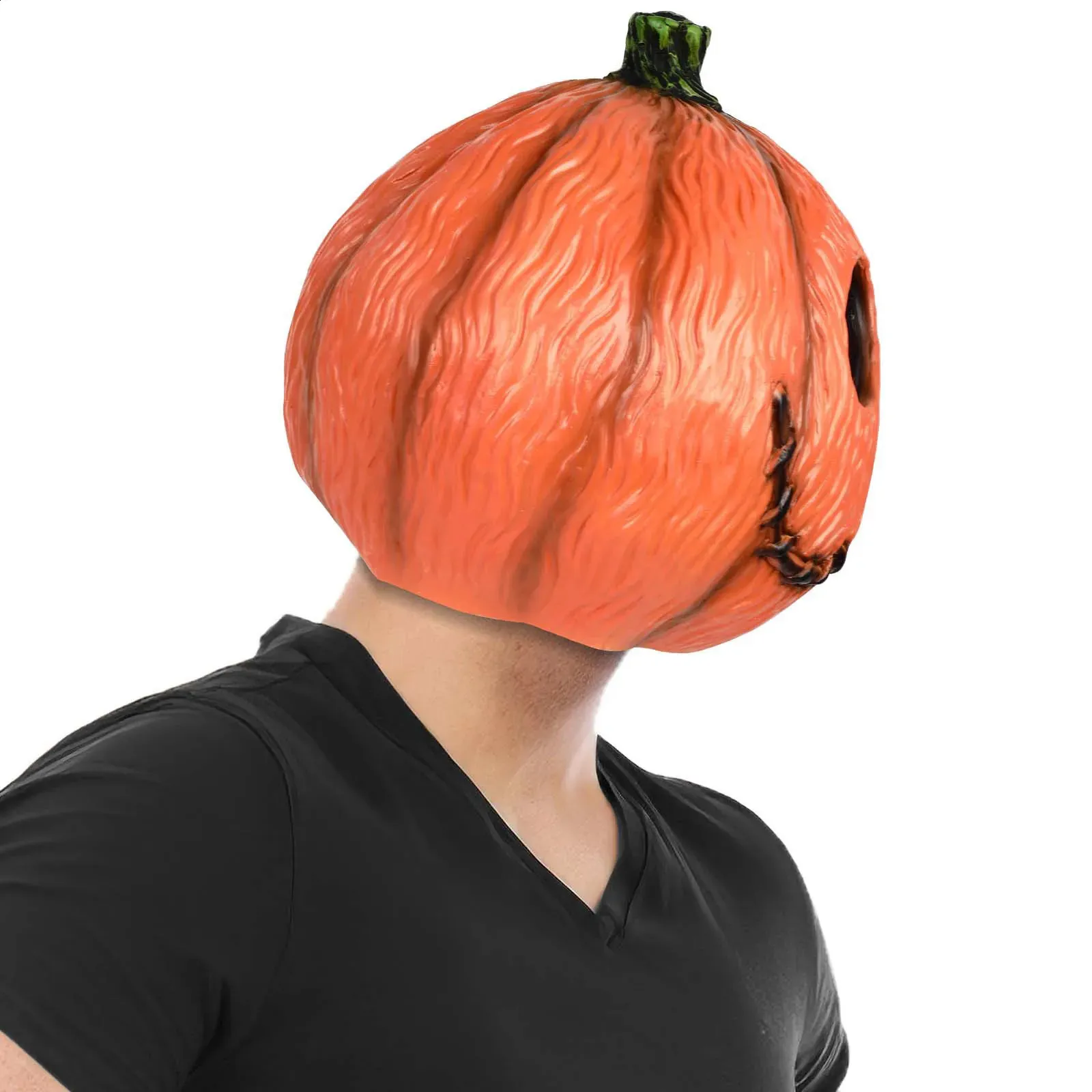 CreepyParty Pumpkin Mask Scary Latex Full Head Mask Fancy Dress