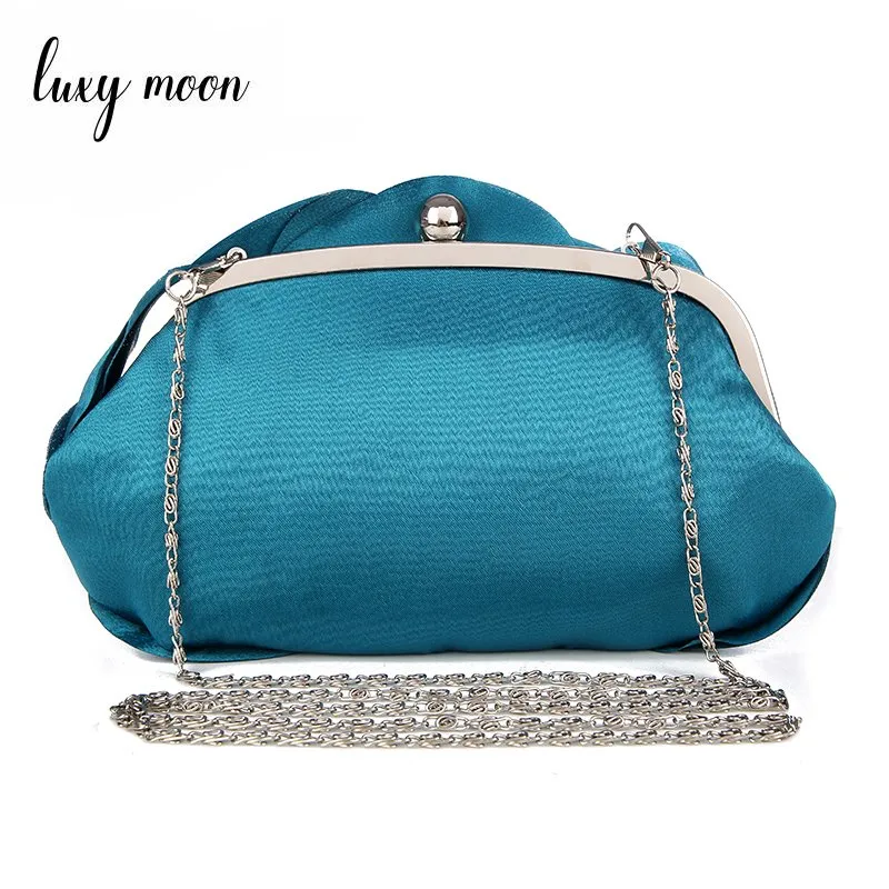 Elegant Satin Rose Shaped Clutch Purse