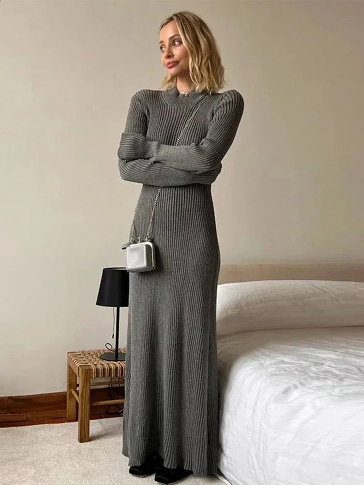 knee length dresses for ladies Knit open Back Sweater Dress – HottestTrendsPrint