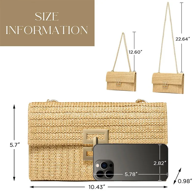 s For Women Natural Straw Flat Clutch Women 2025 Boho Purse Top