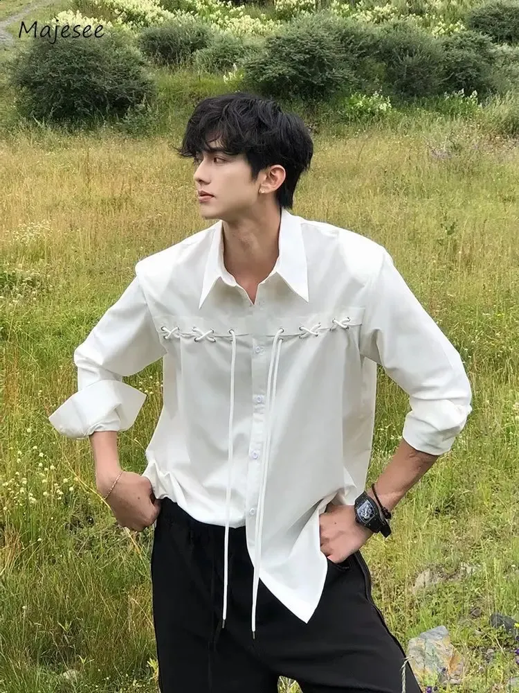 korean style dress shirts men New Men's Dress Shirts Long Sleeves Slim Fit Korean Oxford Pocket Casual Shirts