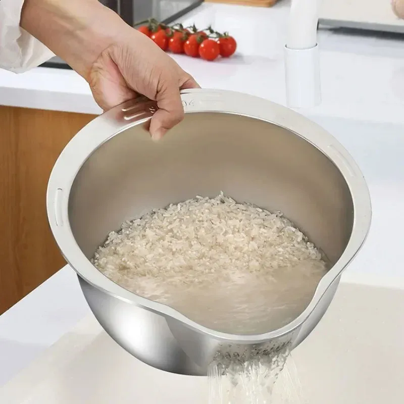 Stainless Steel Rice Washing Bowl & Kitchen Colander - Premium Quality ...