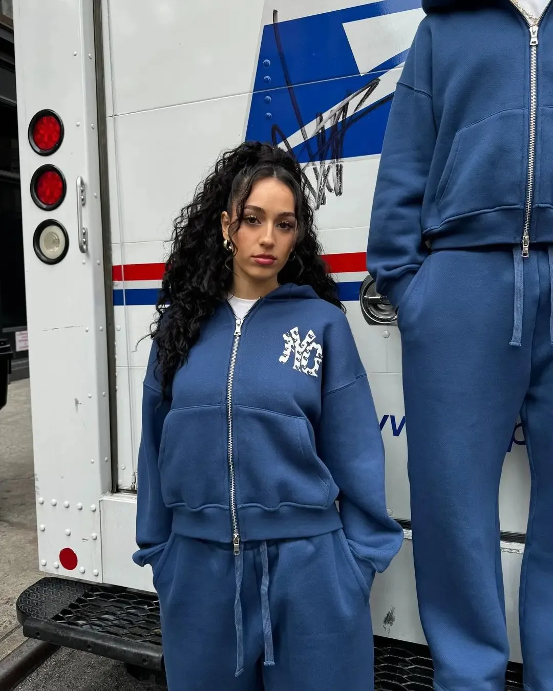 Hip Hop Streetwear Sleeveless Vest Hooded Acrylic Sportswear Set