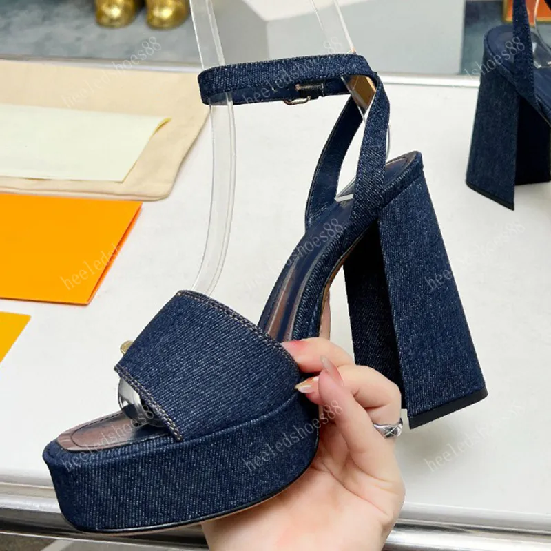 Bulk Designer Sandals: Womens Fashion Denim Platform Heels With
