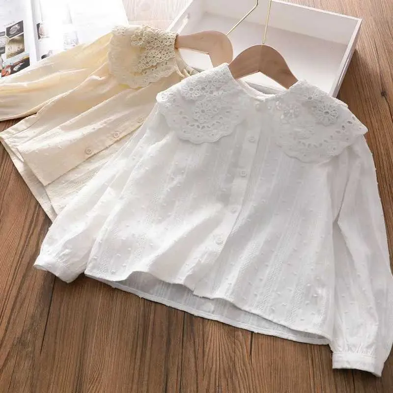 Girls' Lace Collar Cotton Top: Korean Style Spring/Autumn Shirt, Sizes  Shop Now!