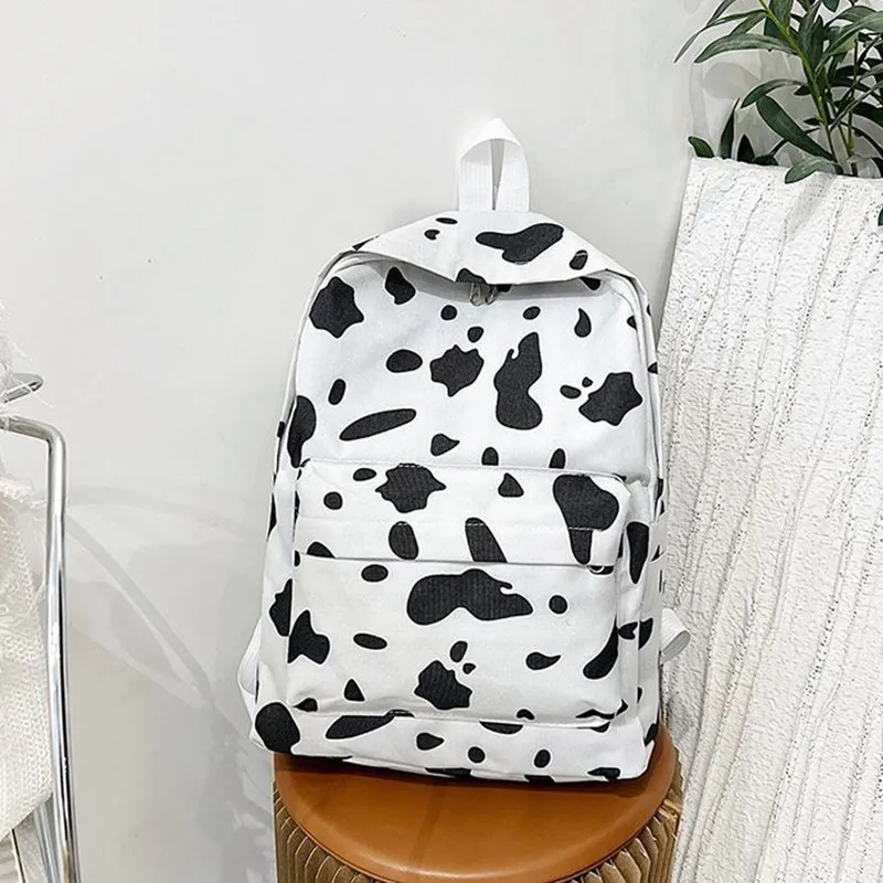 Waterproof Nylon Cow Print Backpack for Women and Teens
