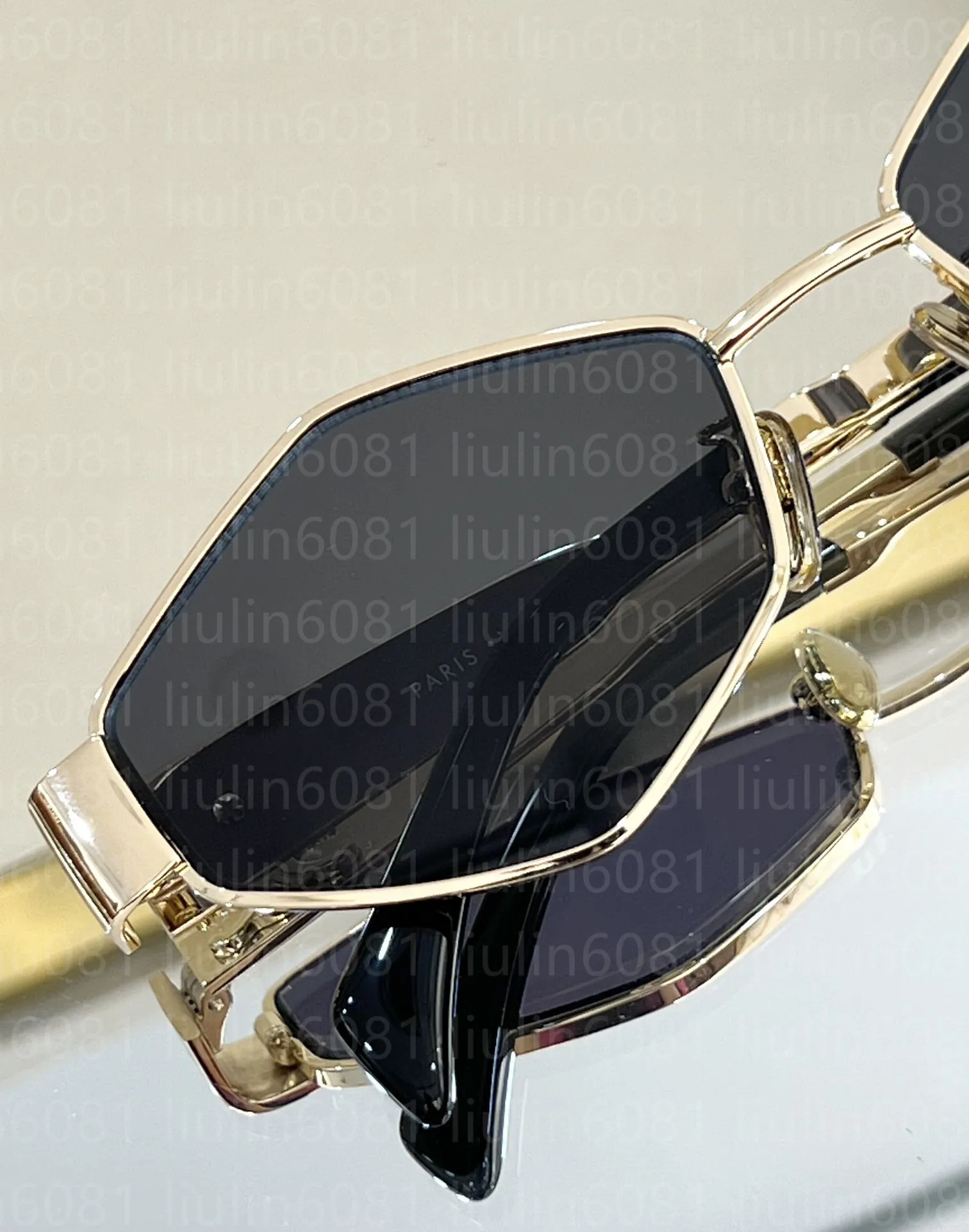 Gafas Hexagonales Retro Para Mujer, Marco Negro/dorado, Color Negro