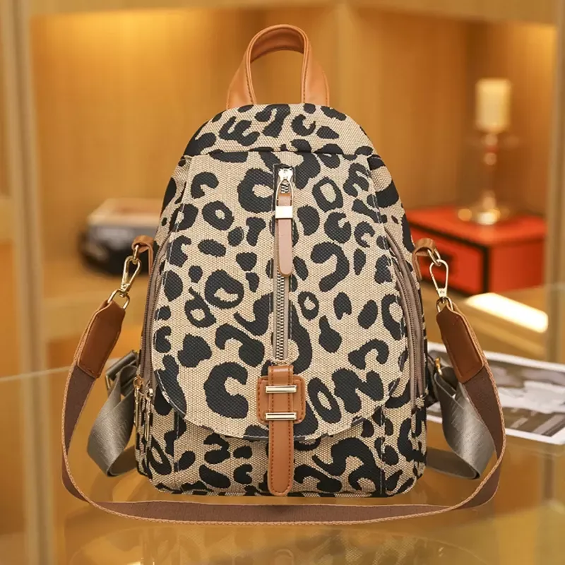 Small leopard print backpack sale