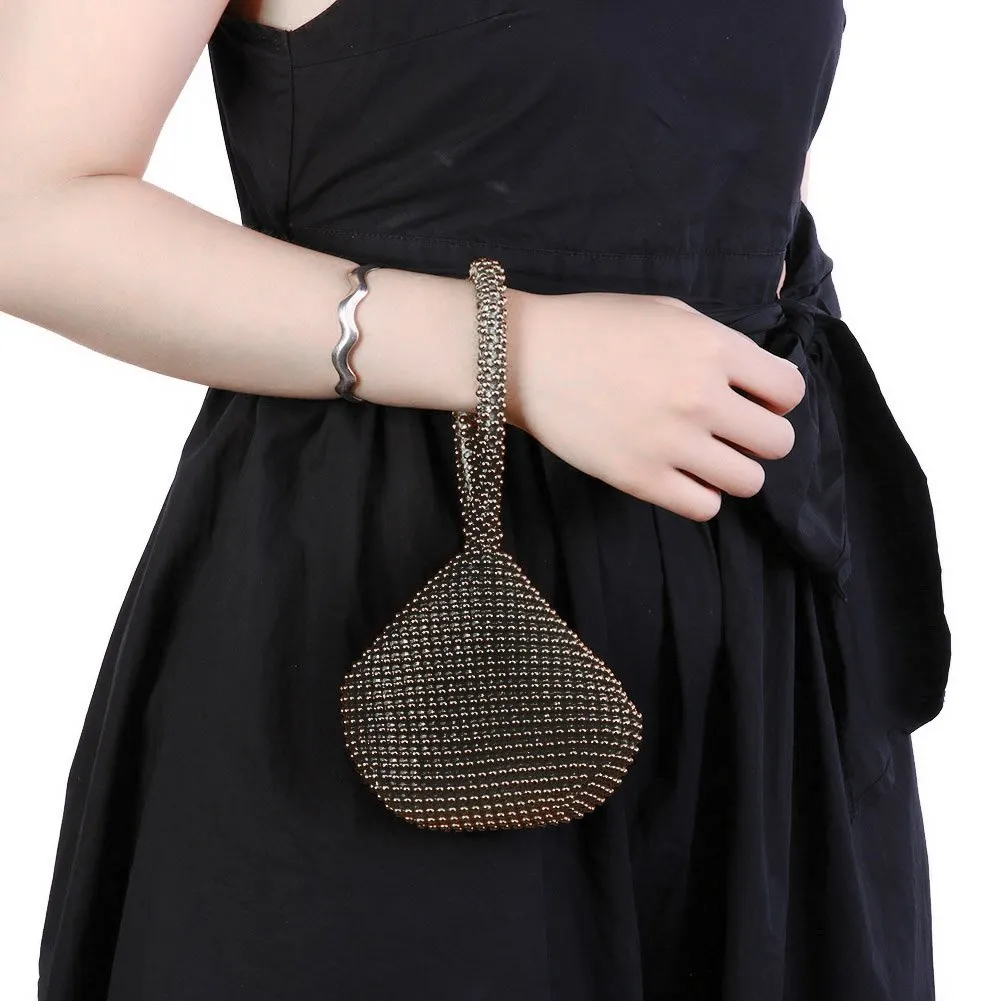 Rhinestones Shiny Clutch Purse Small Evening Handbag For Women Black Gold From Breezybackpack 13.6 DHgate.Com