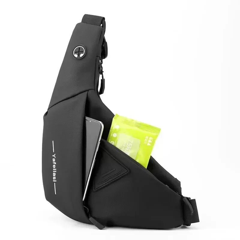 Mens Waterproof Oxford Crossbody Bag - USB Charging Sling, Travel