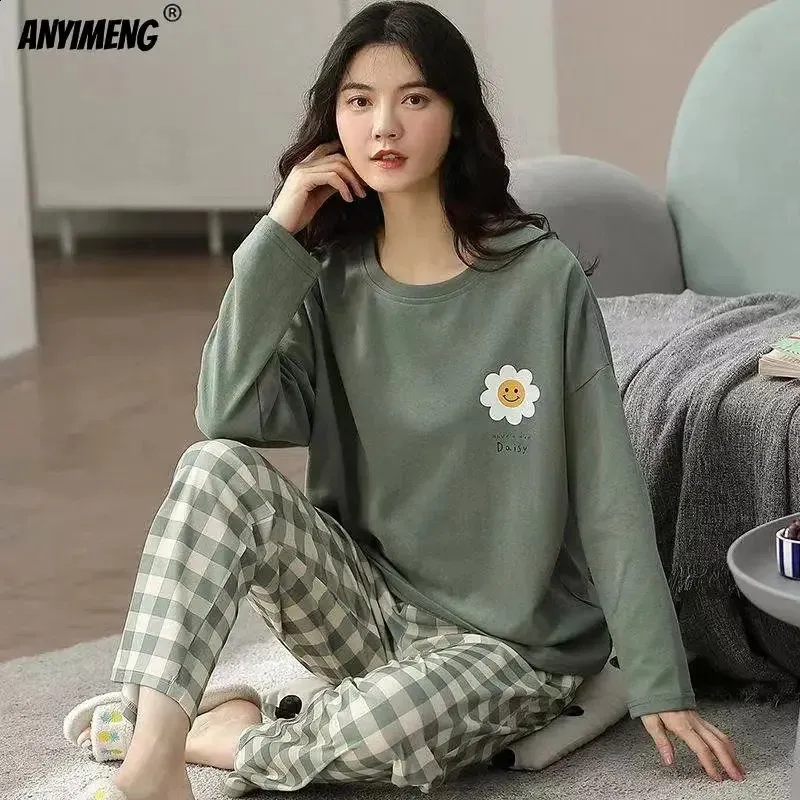 Women Pajamas Set Autumn Winter Cartoon Kimono Pajama