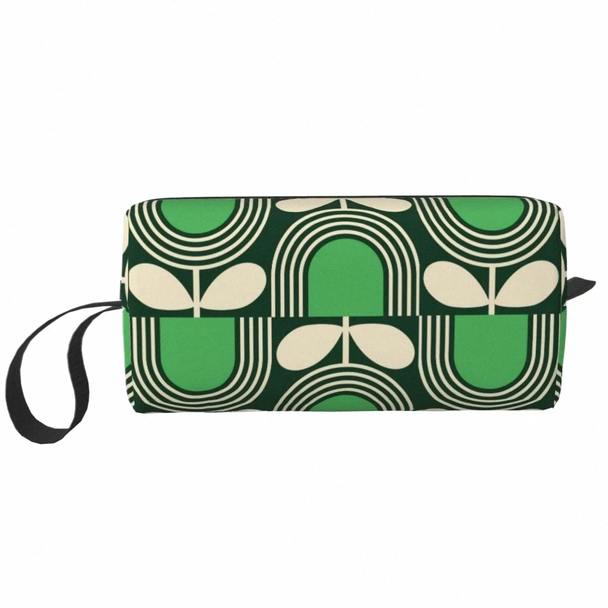 Custom Green Floral Makeup Bag for Women Travel Cosmetic Organizer Fi Orla Kiely Style Storage Toiletry Bag and Dopp Kit Case