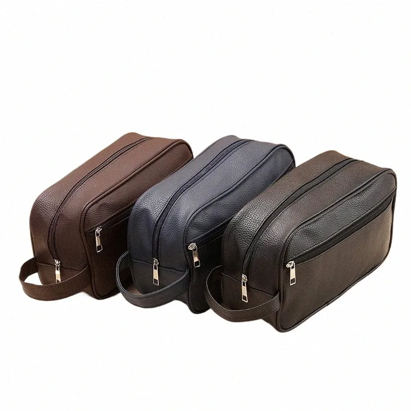 Men s Travel Toiletry Bag Waterproof PVC Lychee Pattern Cosmetic Bag 2024 Portable Makeup Organiser Male Zipper Handbag