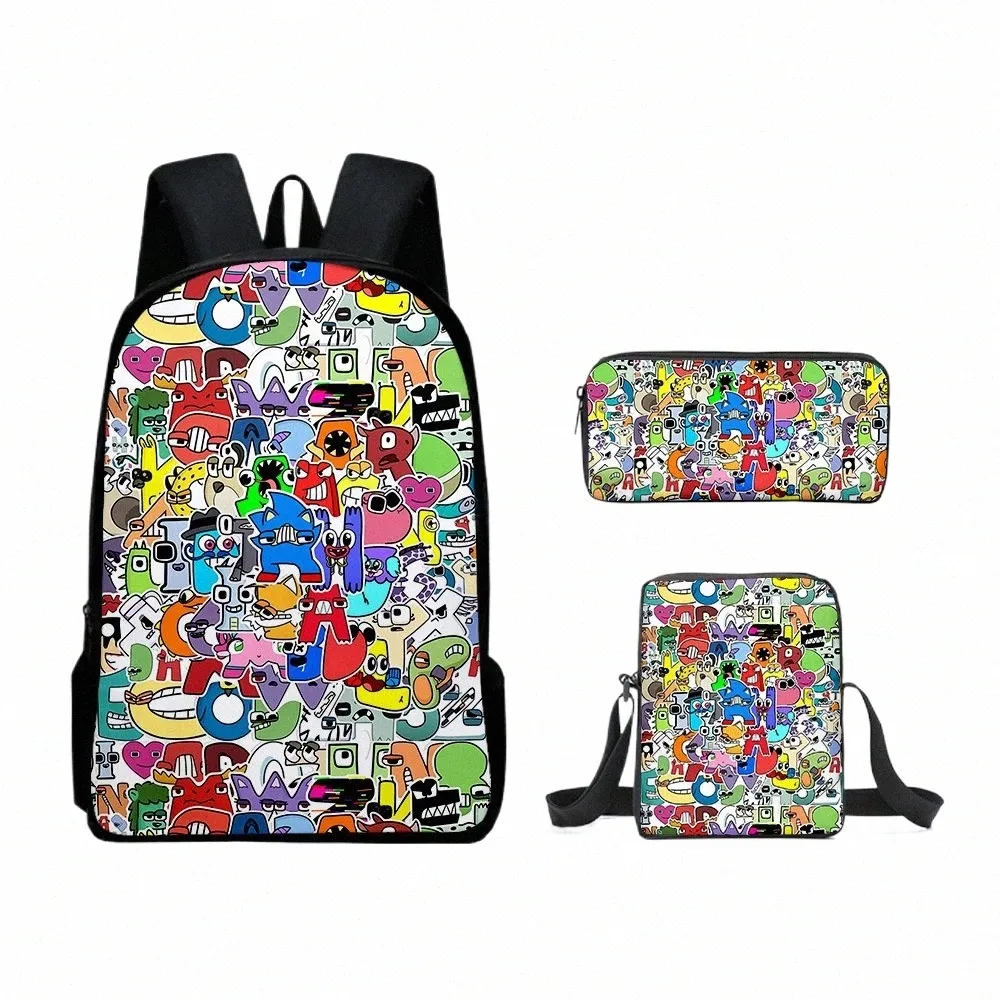 DHgate Alphabet Lore Schoolbag Backpack with Pen Bag for Boys Girls Anime Cartoon Character School Bag Mochila U6sU Bags Luggage Accessories