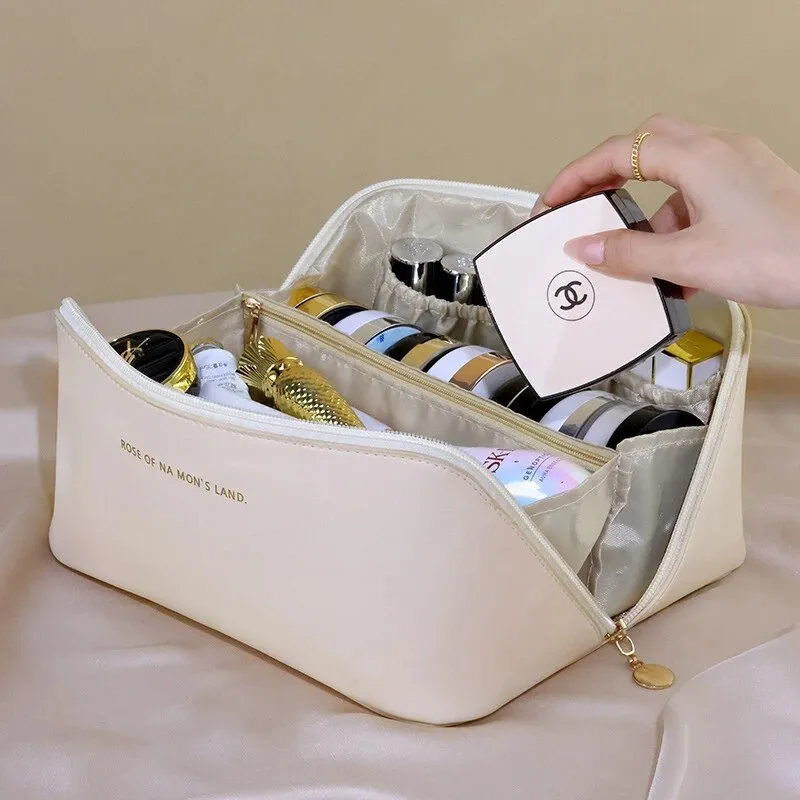 Travel Cosmetic Bag Portable Leather Makeup Pouch Waterproof Bathroom Bag Multifunctional Toiletry Kit For Women Large Capacity Organizer Black From Easecarry 12.01 DHgate.Com
