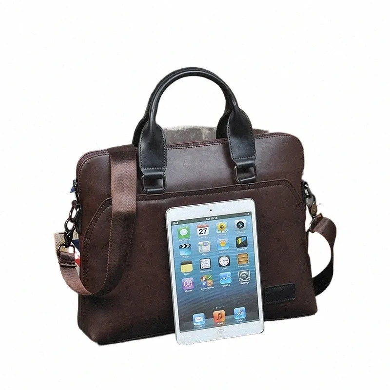 Vintage Crazy Horse Leather Briefcase Mens Executive Laptop Bag