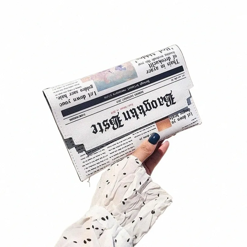 Trendy Newspaper Envelope Bag Novelty Crossbody Shoulder Bag for