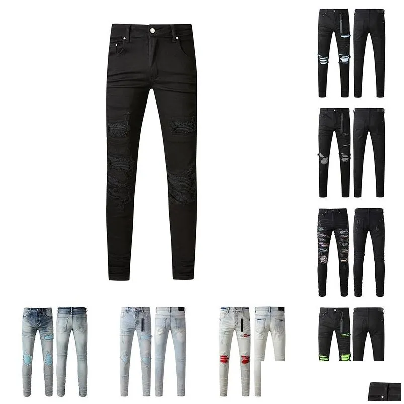 Mens Jeans Designers Womens Died Ripped Biker Slim Straight Denim For Men Fashion Pants 665Ot Drop Delivery Apparel Clothing Otp31