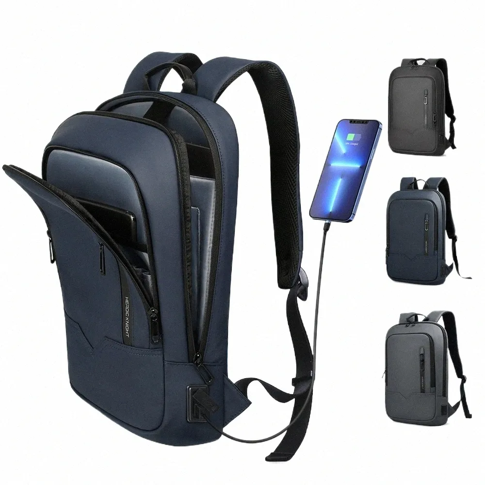 Slim Laptop Backpack for Men Inch Waterproof Business Travel  Backpack with USB Charging Port, Minimalist Design, Work School Bag