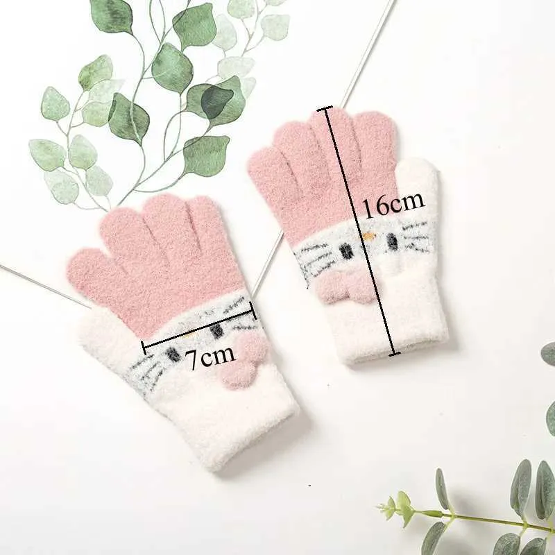 Baby Gloves 6-12 Months Baby Toddler Cute Bear Winter Warm Knitted Magic Mittens On String Kids Cold Weather Snow Insulated Gloves With Fleece Lining For Girls Boys 0 3 Year Baby Walkers