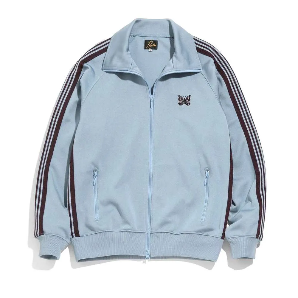 Giacca sportiva con cerniera da uomo Needles con farfalla ricamata Uomo Donna Maglia AWGE Track High Street Poly Smooth Coat_voghion.com