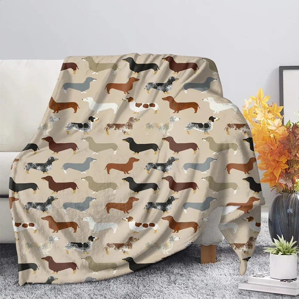 Coperta Morbida In Flanella Con Bassotto – 203x152 Cm, Super Peluche, Leggera E Calda, Regalo Per Amanti Dei Cani, Per Divano E Letto