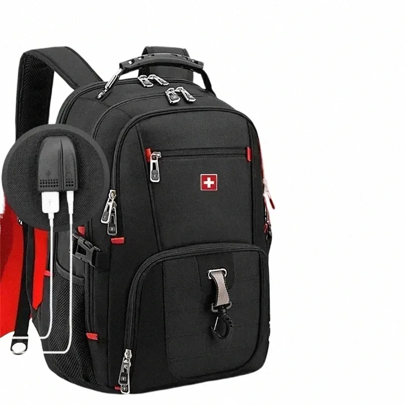 DHgate Waterproof 17 Laptop Backpack with USB Port Versatile Swiss Style Rucksack for School Hiking and Travel Bags Luggage Accessories
