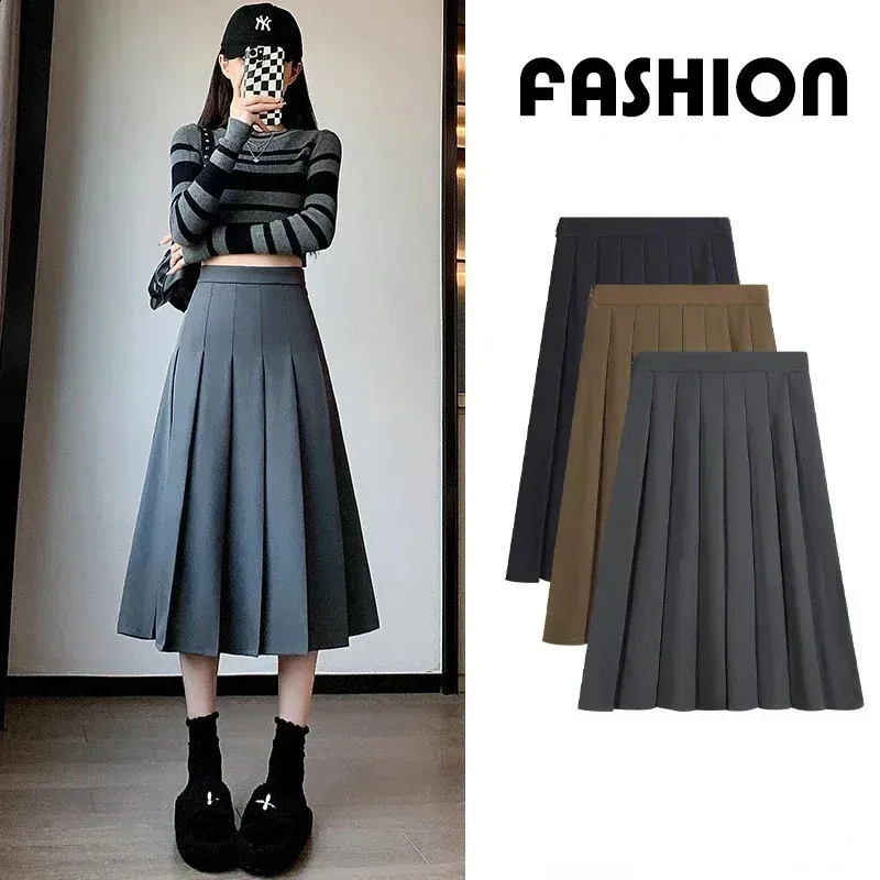 Save Big on Bulk Korean Pleated Skirt High Waisted Pleated Skirts, Korean  Winter Wear Fashion: Solid Color Mid Length A Line Skirt For Women Elegant 