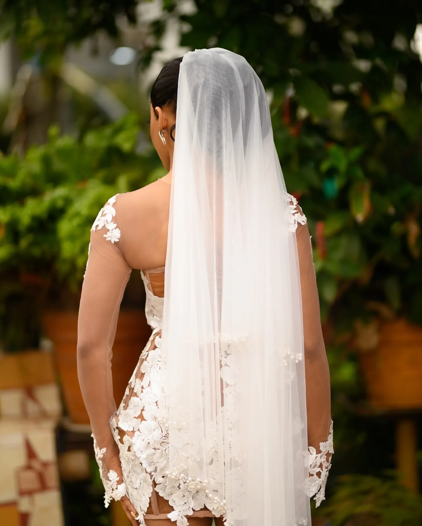 short white beaded wedding dress Luxury Pearl Beaded Short Wedding Dress SW089 – SHEER FAIRY main image 1