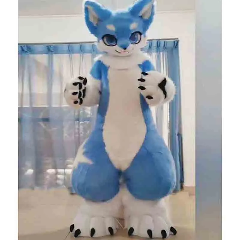 Long Fur Mascot Costume Husky Dog or Fox Fursuit Shop Now! Premium  Halloween Suit