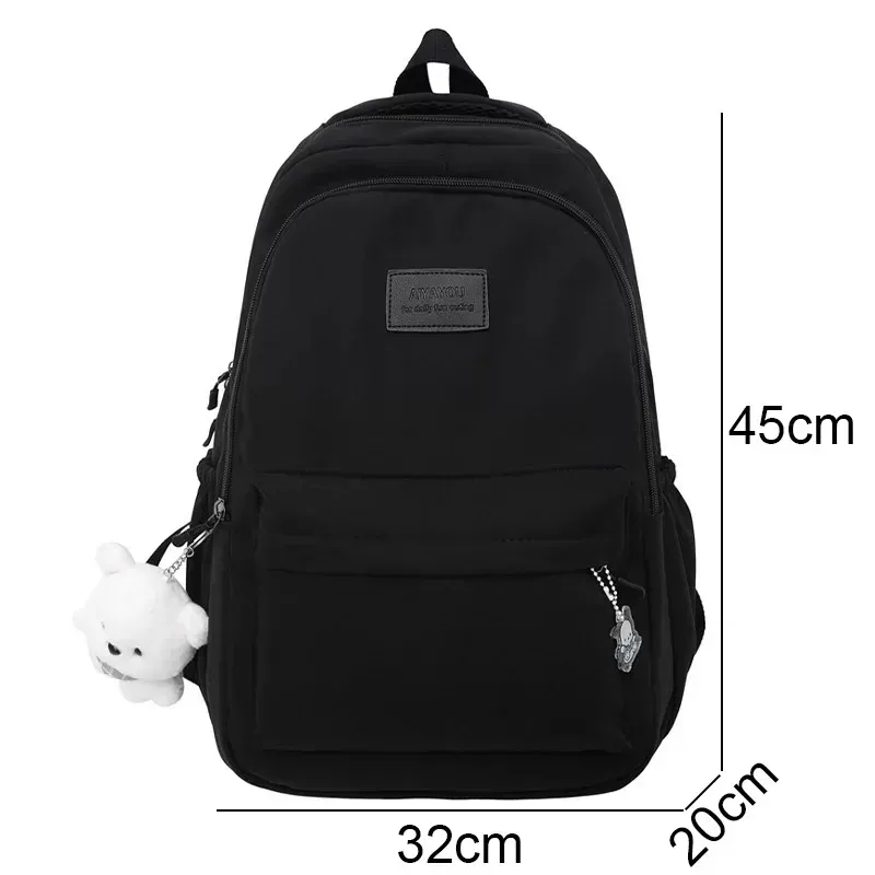 Waterproof Teenage Backpack - Stylish Nylon Rucksack For Girls & Women, High School Bookbag, Lightweight Shoulder Bag, Black From School Bags - Price 24.86
