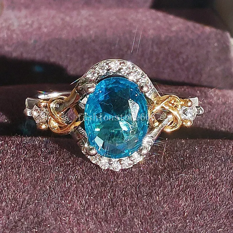 Blue Designer Diamond Zircon Ring for Women - Gold Plated Brass ...