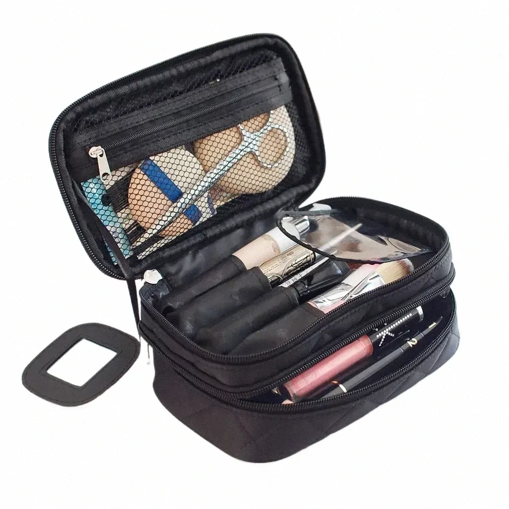 DHgate Compact 2 Layer Cosmetic Bag Portable Makeup Storage Pouch for Womens Travel Essentials Bags Luggage Accessories