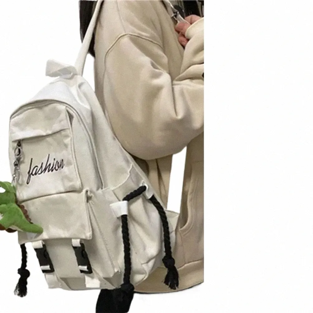 Korean Style Canvas Backpack Lightweight College School Bag, Casual  Travel Rucksack for Women Men, Solid Color Design, Versatile Daypack