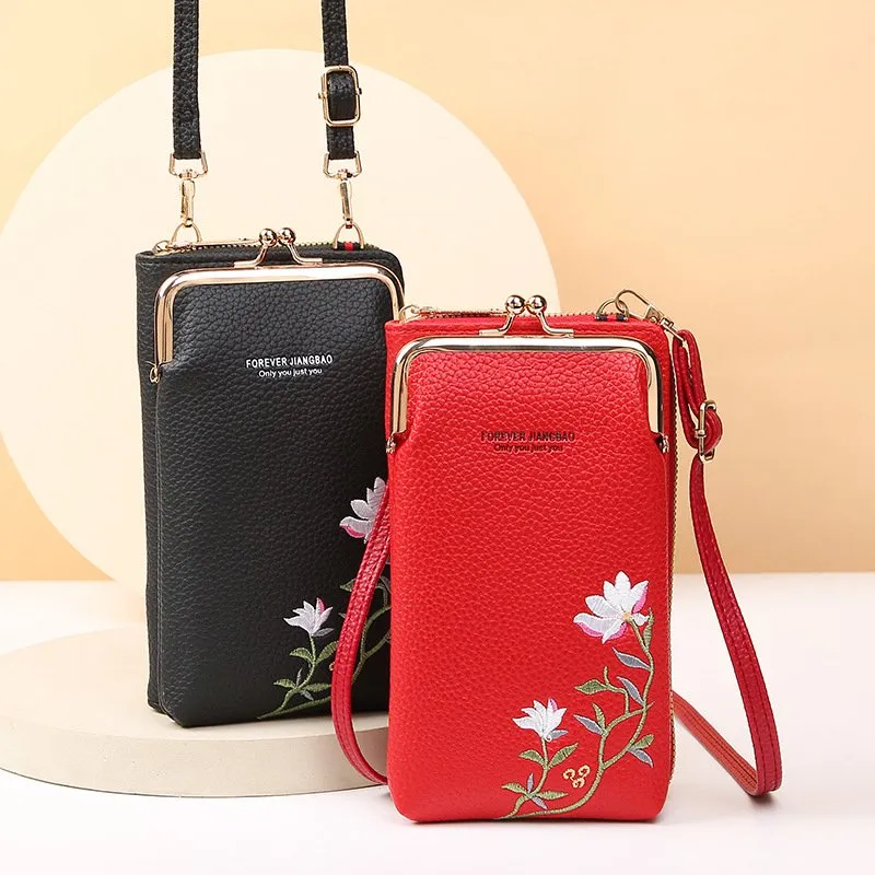 Embroidered Womens Mobile Phe Bag With Shoulder Strap Ins Crossbody Strap In Wallet Coin Purse And Card Holder 18wp From Sleekshoulder 13.54 DHgate.Com
