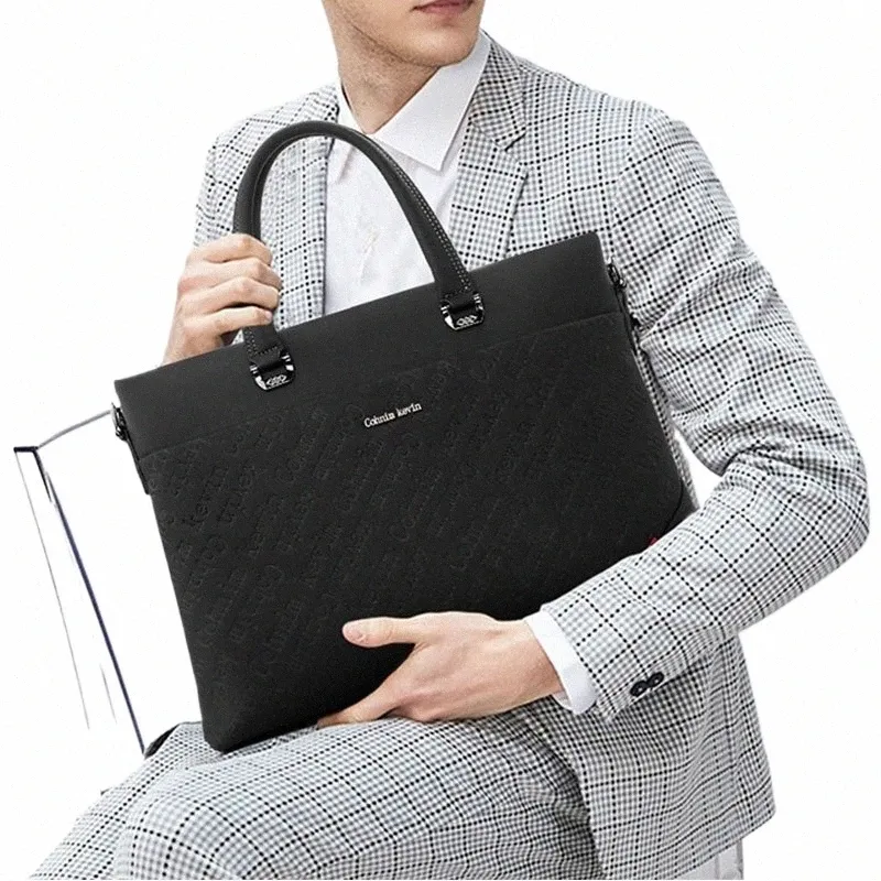 Premium Cowhide Leather Briefcase - Luxury Men's Business Bag, Large ...