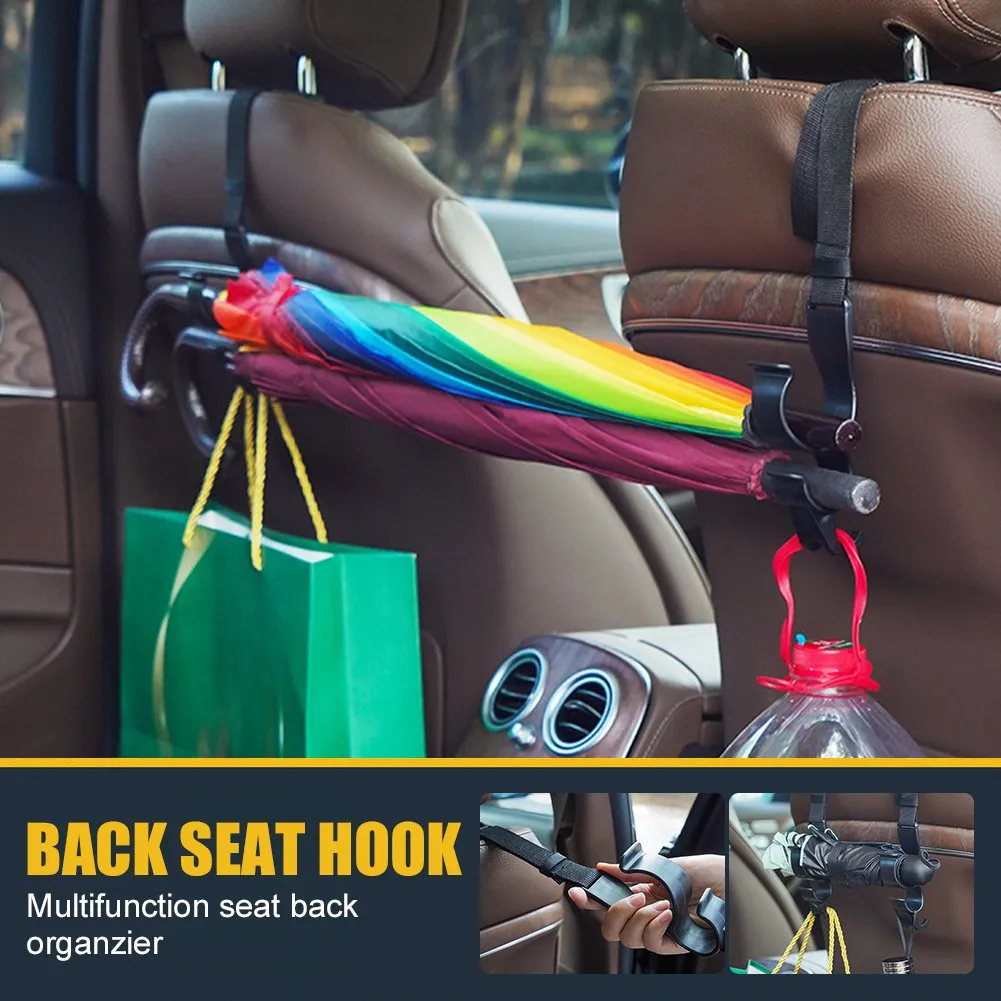 NHHC Car Seat Headrest Hooks - 4 Pack Carbon Fiber Organizers For Bags, Phones & Storage, 15kg Capacity