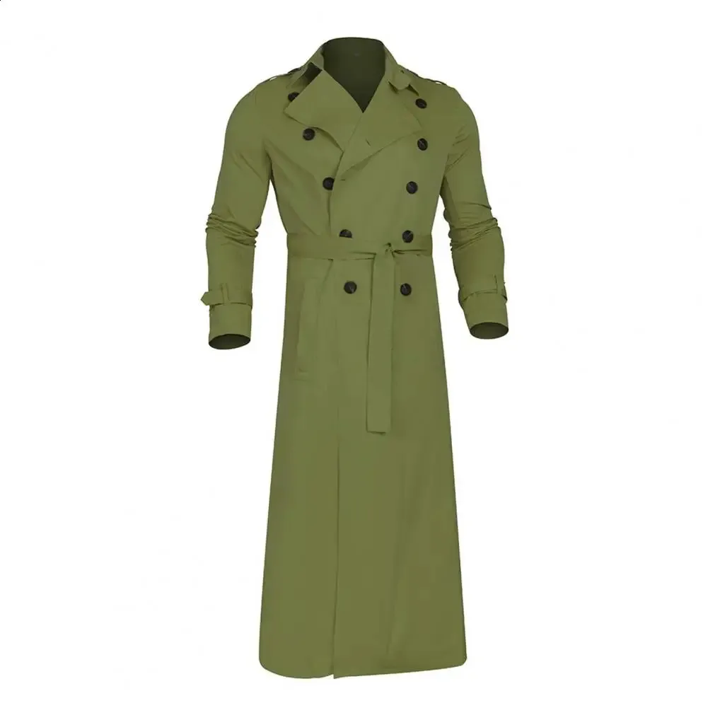 Long green trench coat mens discount