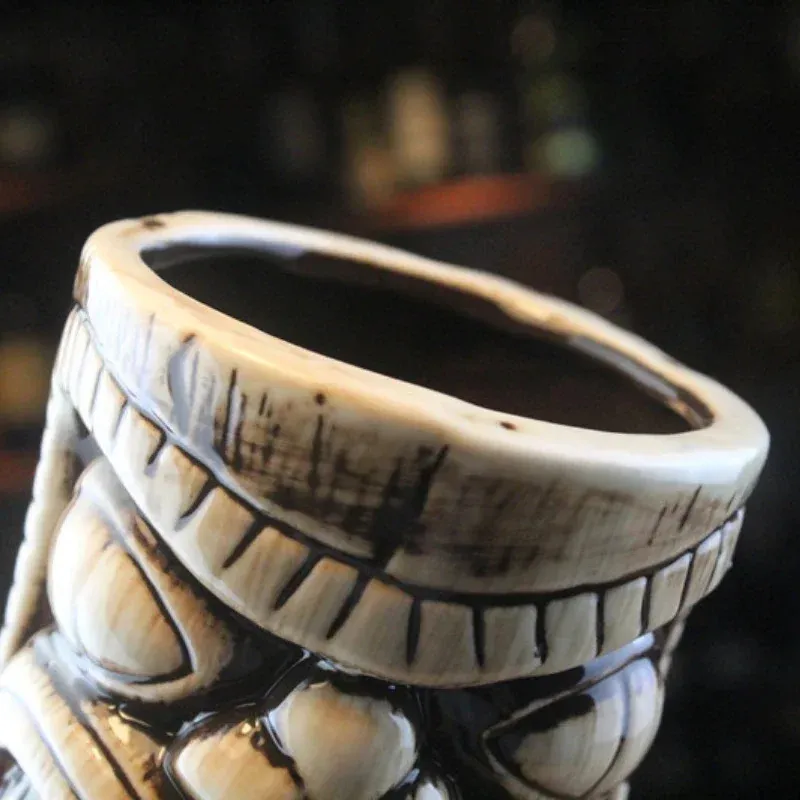 TIKI ビンテージセラミックカップ Creative Ceramic Mug With Lid: Novelty TIKI Style Cup For