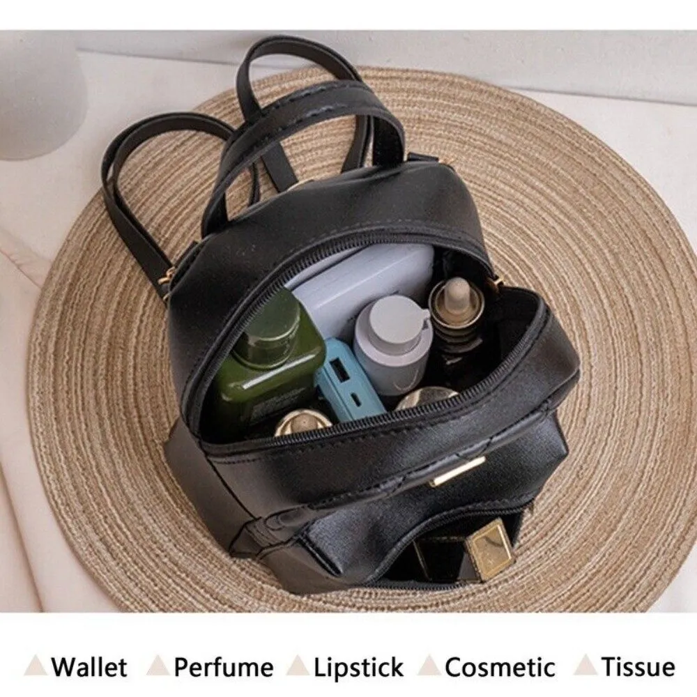 Leather Backpack with Cosmetic Bag, Multi-Functional Purse for Women 4PCS Vegan Fashion Multi-Functional Backpack, Crossbody  main image 3