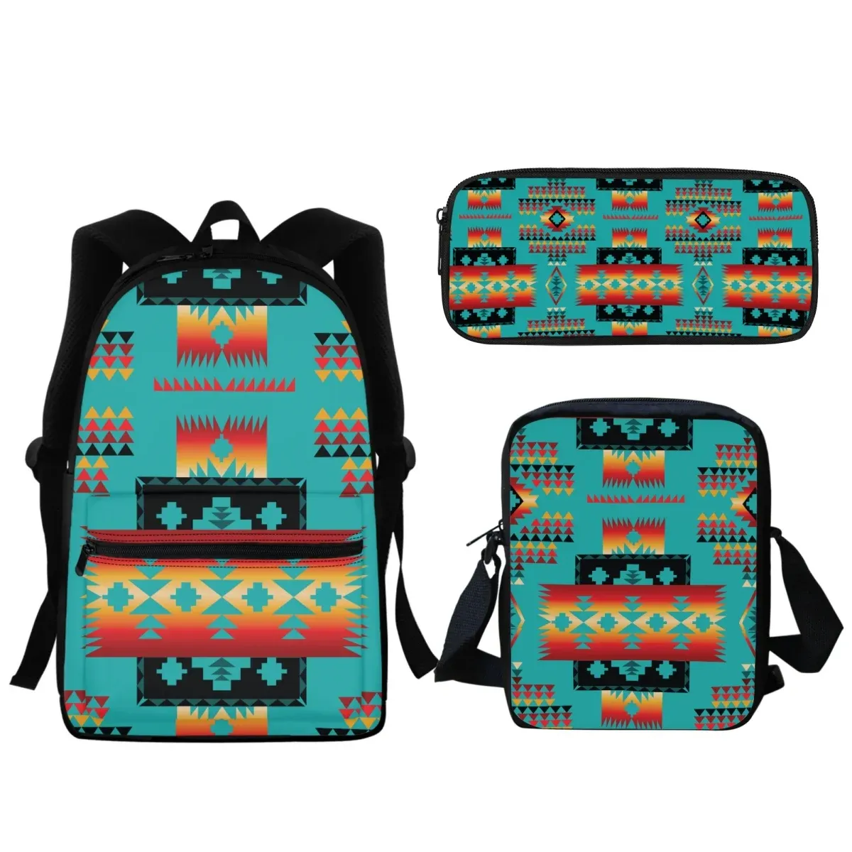 Aztec Tribal Print Kids Backpack Set - Stylish School Bag 