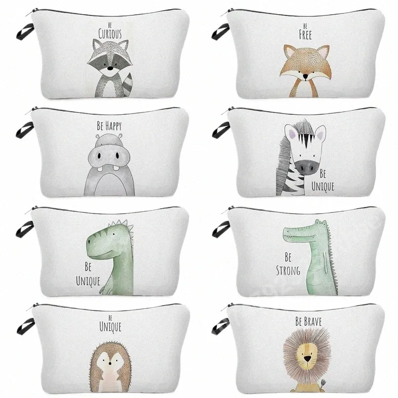 Cute Animal Print Cosmetic Bag Fox Dinosaur Design, Portable Makeup  Organizer, Travel Toiletry Pouch, Kids Pencil Case Perfect Gift!
