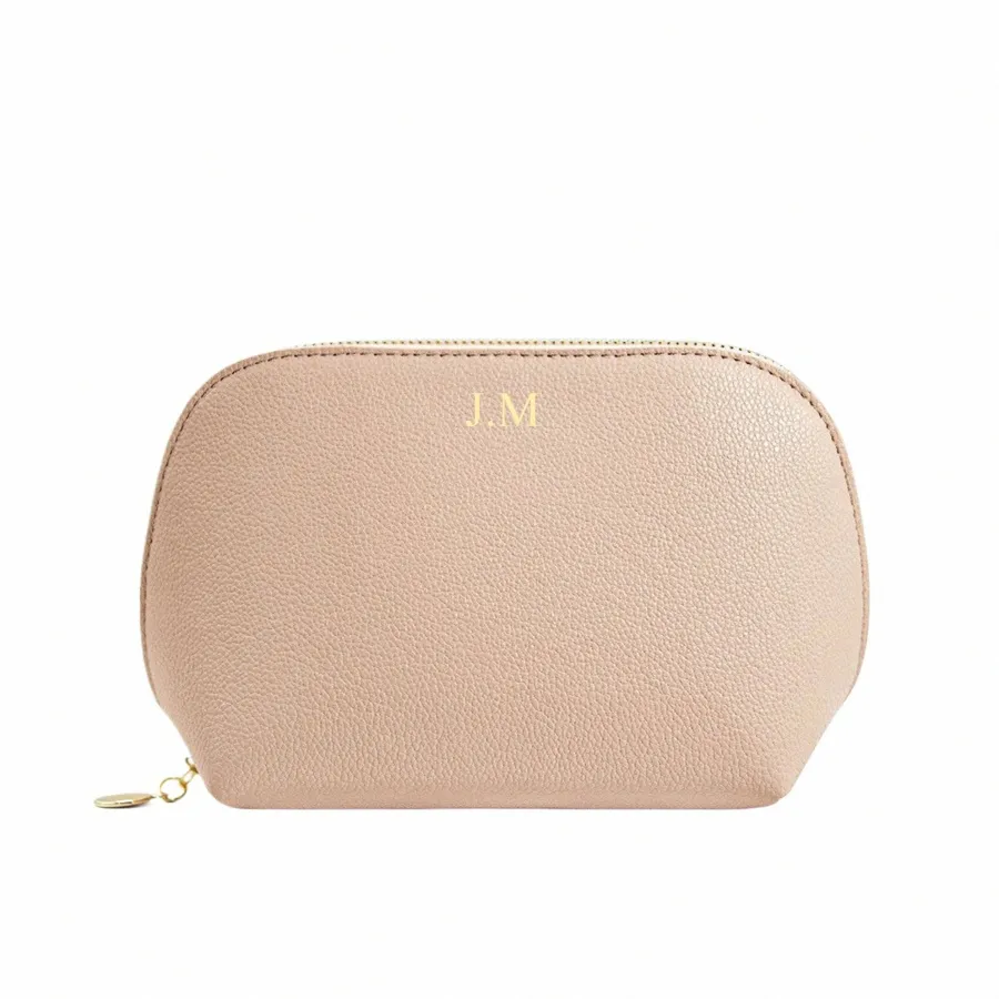 Personalized PU Leather Makeup Bag Half Moon Cosmetic Organizer