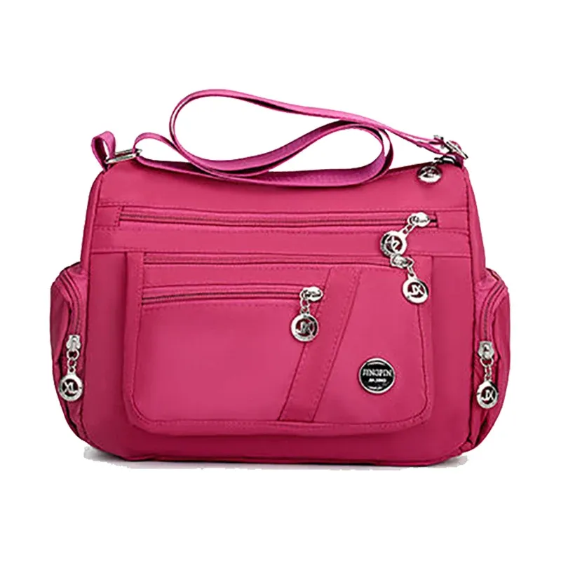 2024Large Waterproof Oxford Multi-Zipper Crossbody Shoulder