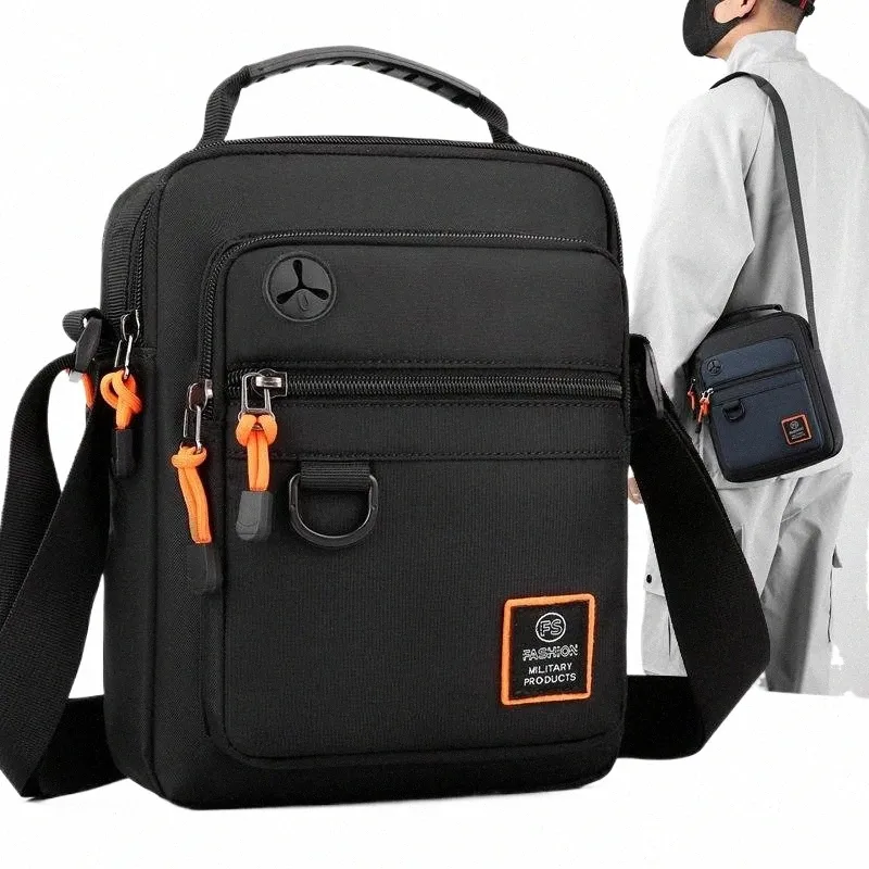 Mens Waterproof Nylon Messenger Crossbody Bag for Business