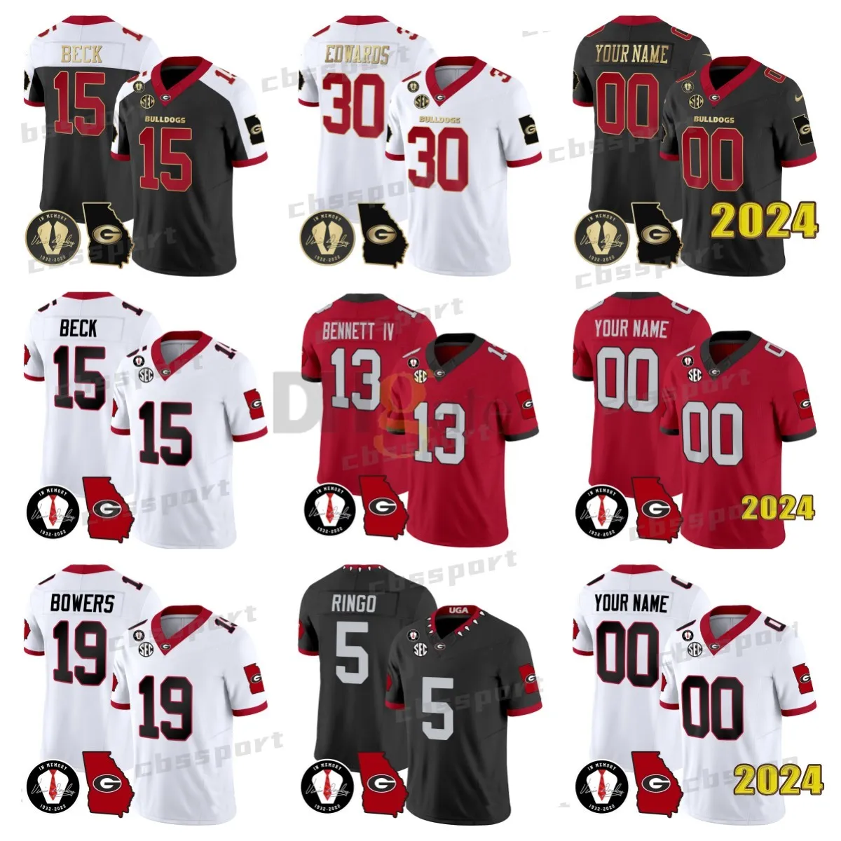 Georgia Bulldogs 2024 Vapor Custom Jersey Georgia Map Stetson