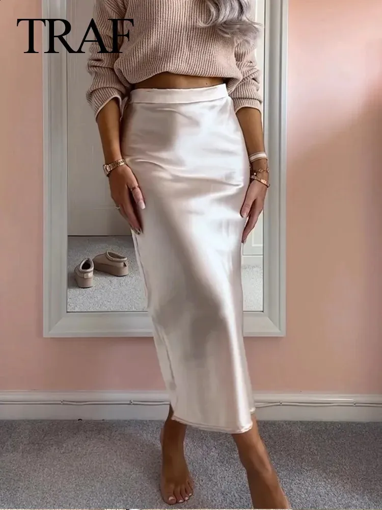 Silk Satin Long Skirt: Elegant Vintage Mermaid Style Shop Ladies