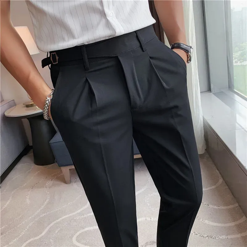 slim fit dress slacks Textured Garment Washed Stretch Cotton Suit Pants for Tall Men in Evening Blue 34 / 40 / Evening Blue main image 0
