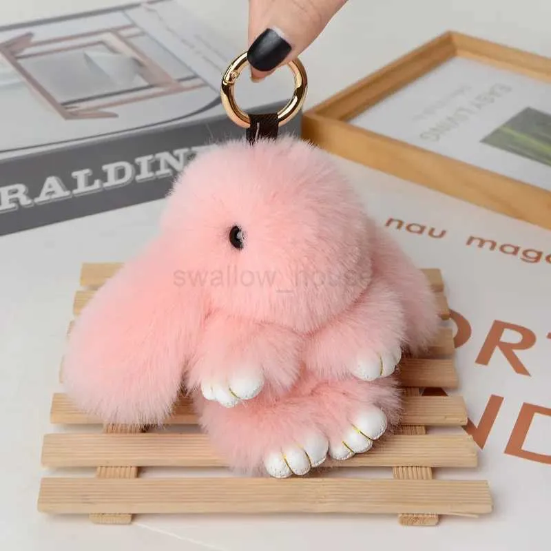Fluffy Bunny Keyring Charm: Premium Multicolor Rabbit Tail Keyring for ...