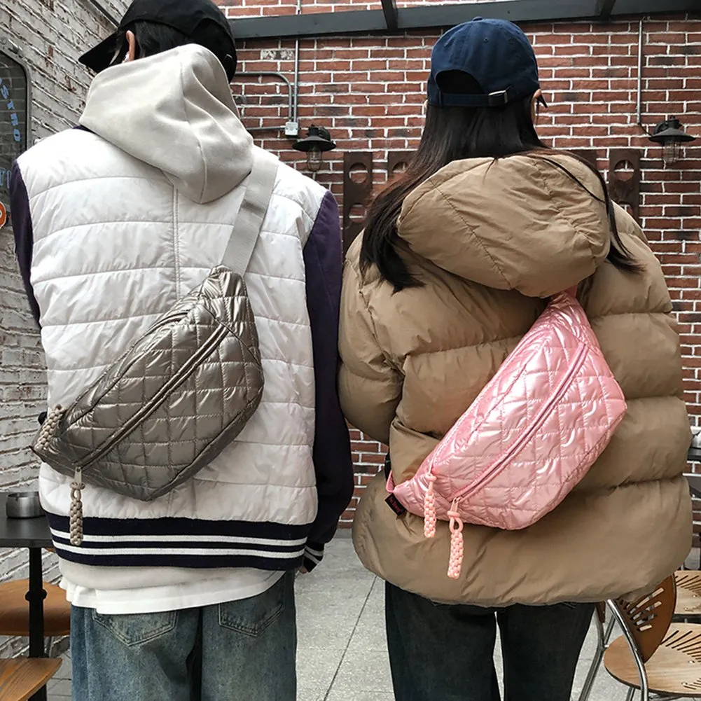 Couple Quilted Chest Bag Crossbody Bag Fi Casual Crossbody Purse Shoulder Bag for Travel Hiking Cycling for Christmas Gift n1lY
